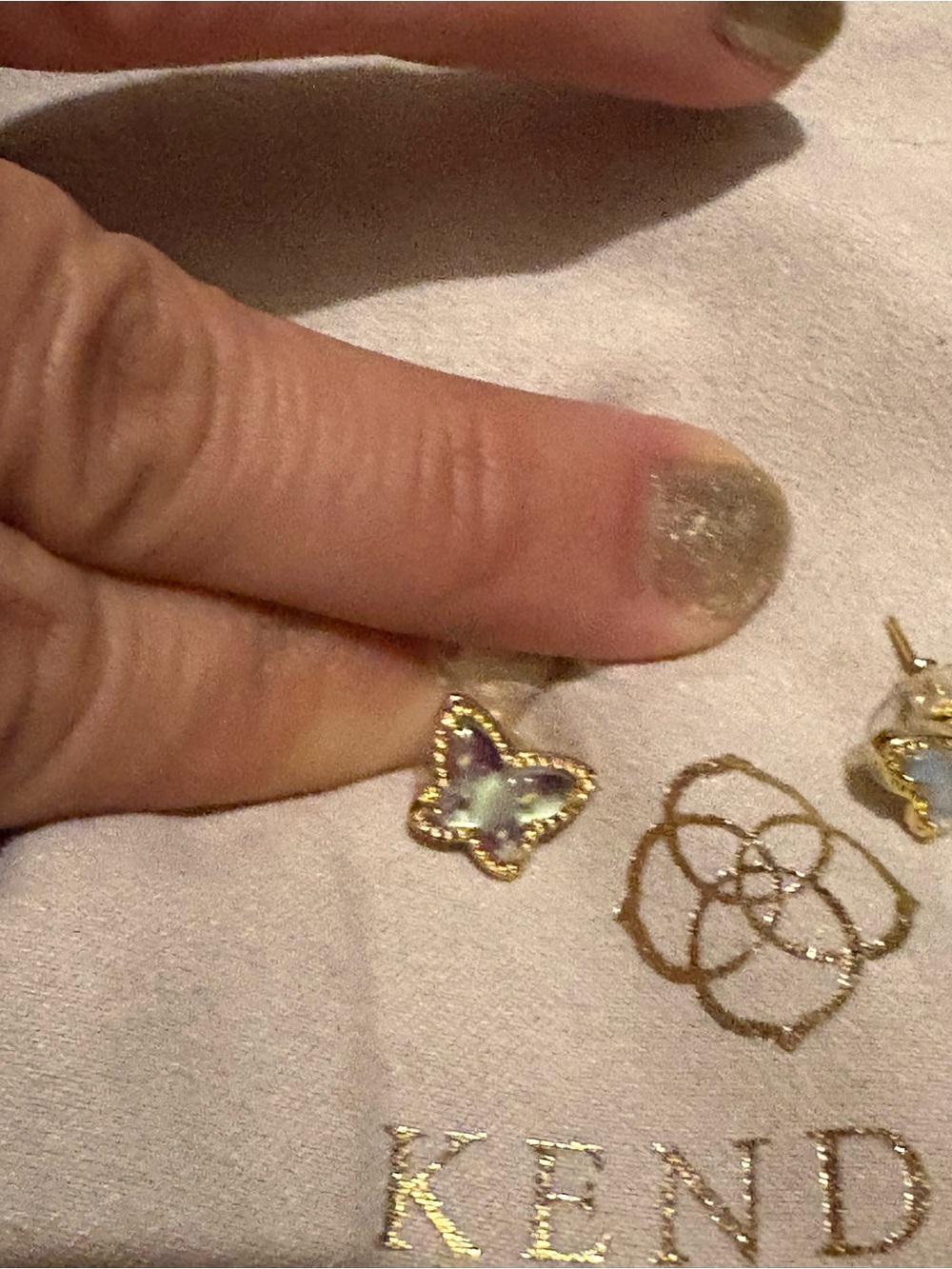 Kendra Scott Gold Butterfly Stud Earrings with Dichroic Glass nwot